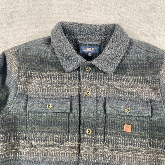 Roark Hebrides Jacket Men Medium Multi Military Striped Wool Blend Snap NWT $165 - Picture 5 of 12